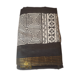 Black and White Maheshwari silk saree