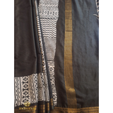 Black and White Maheshwari silk saree