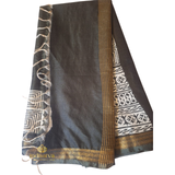 Black and White Maheshwari silk saree