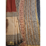 Beige and Red Kota Cotton Saree