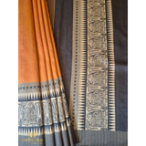 Orange and Black Semi Silk saree