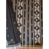 Black Jamdani Saree with white motifs