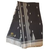 Black Jamdani Saree with white motifs