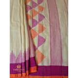 White Linen saree with temple butti motifs