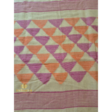 White Linen saree with temple butti motifs