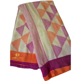 White Linen saree with temple butti motifs