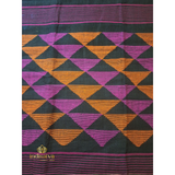 Black Linen Saree with temple butti motifs