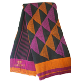 Black Linen Saree with temple butti motifs