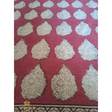 Beige and Red cotton handblock printed Saree