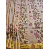 Pink Maheshwari saree with flower motifs